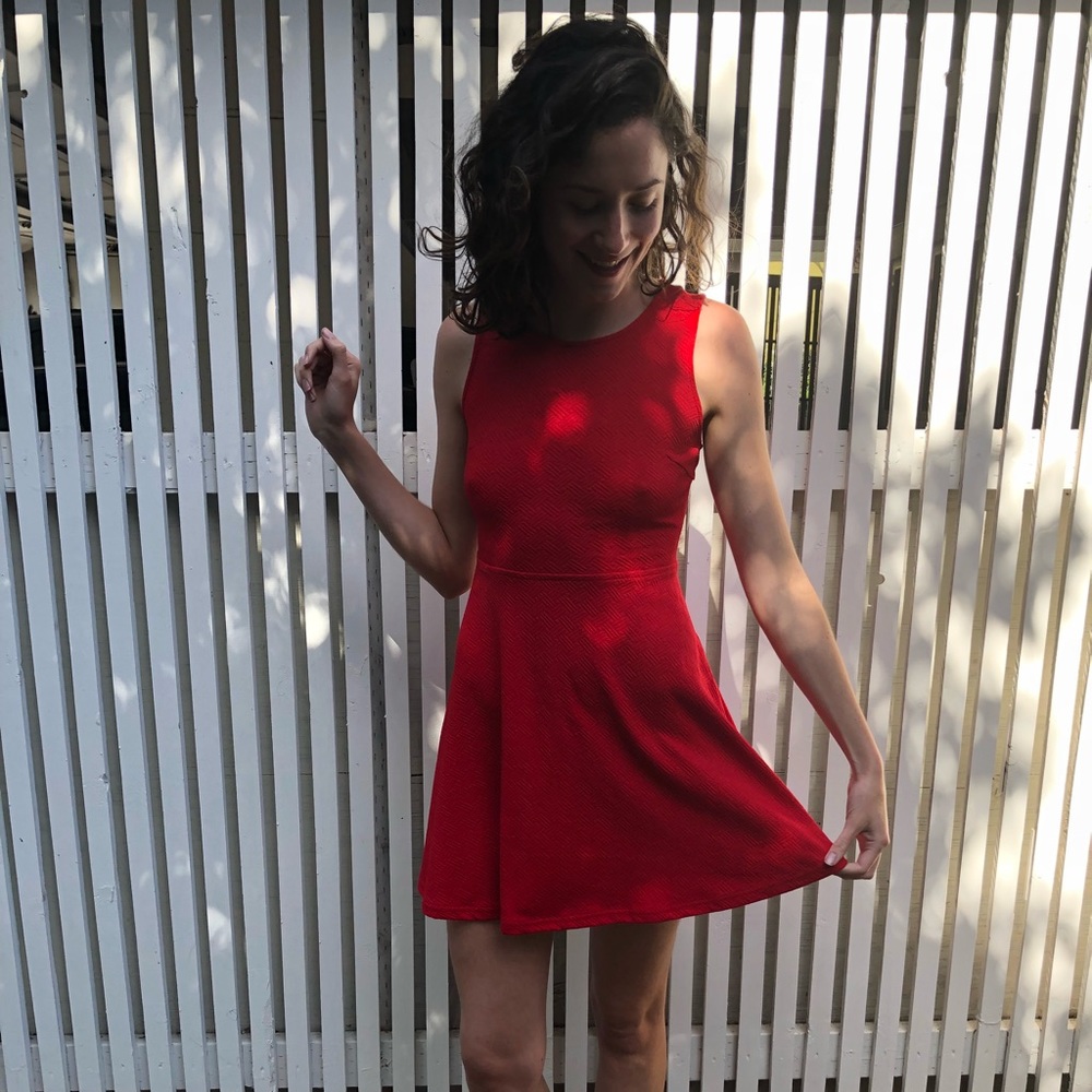 HYFVE Red flare skater dress